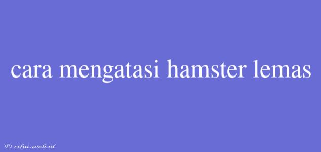 Cara Mengatasi Hamster Lemas