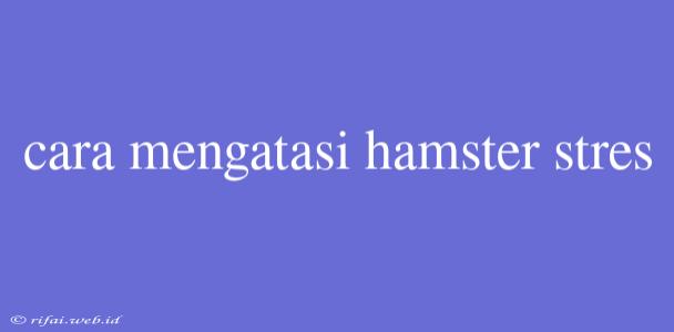 Cara Mengatasi Hamster Stres