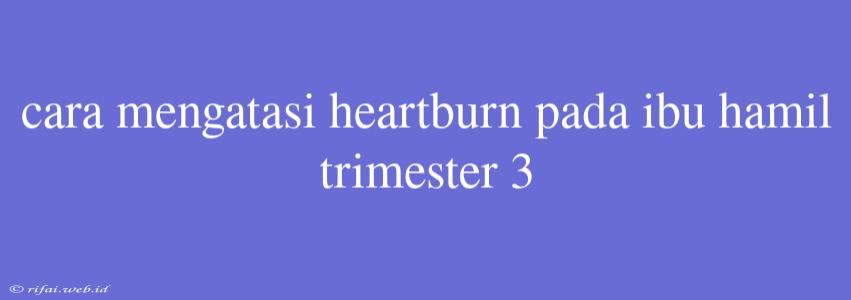 Cara Mengatasi Heartburn Pada Ibu Hamil Trimester 3