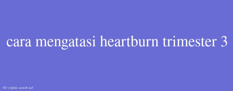 Cara Mengatasi Heartburn Trimester 3