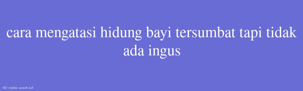 Cara Mengatasi Hidung Bayi Tersumbat Tapi Tidak Ada Ingus