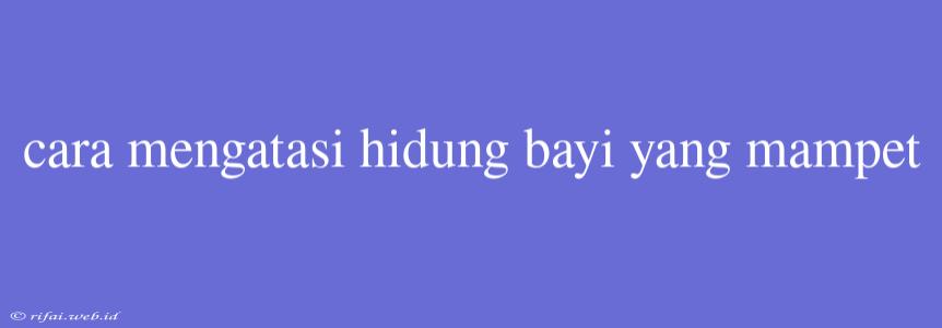 Cara Mengatasi Hidung Bayi Yang Mampet