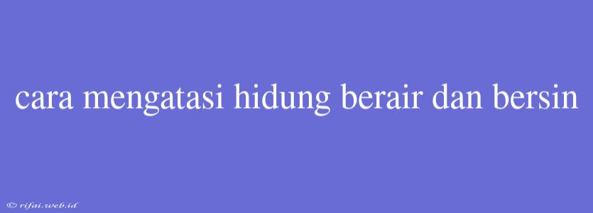 Cara Mengatasi Hidung Berair Dan Bersin