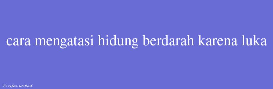 Cara Mengatasi Hidung Berdarah Karena Luka