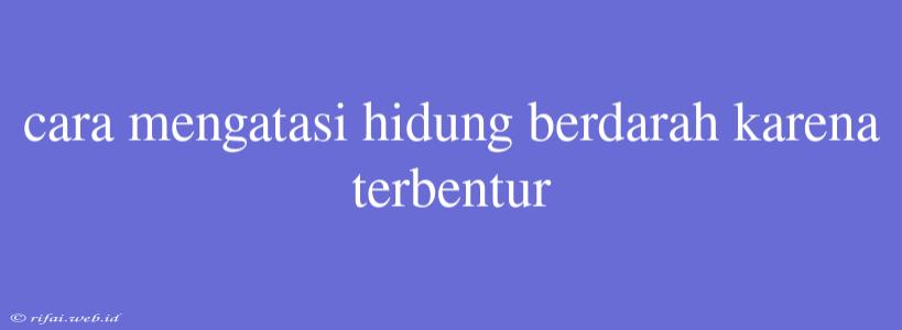 Cara Mengatasi Hidung Berdarah Karena Terbentur