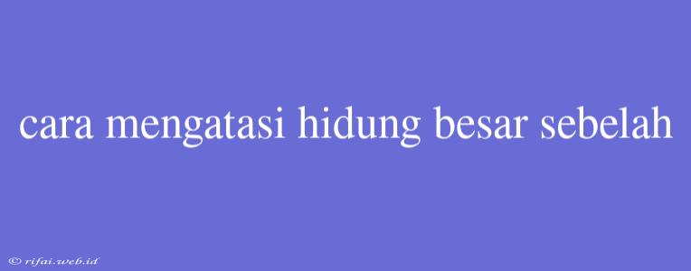 Cara Mengatasi Hidung Besar Sebelah