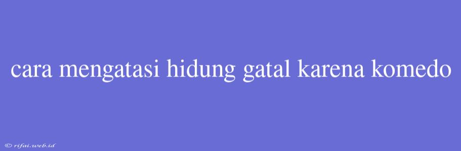 Cara Mengatasi Hidung Gatal Karena Komedo