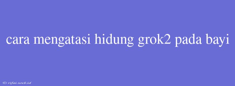 Cara Mengatasi Hidung Grok2 Pada Bayi