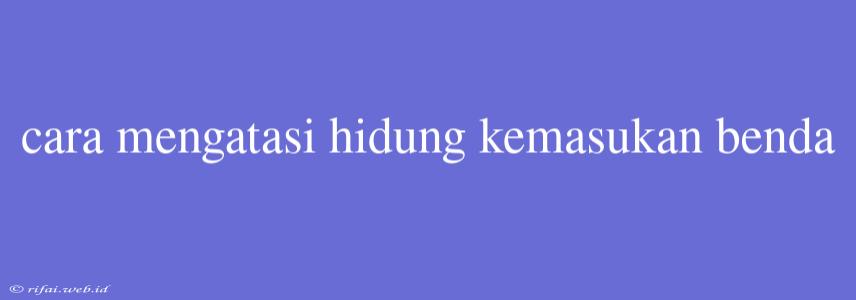 Cara Mengatasi Hidung Kemasukan Benda