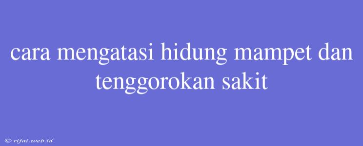 Cara Mengatasi Hidung Mampet Dan Tenggorokan Sakit