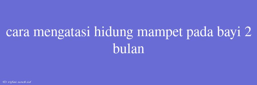 Cara Mengatasi Hidung Mampet Pada Bayi 2 Bulan