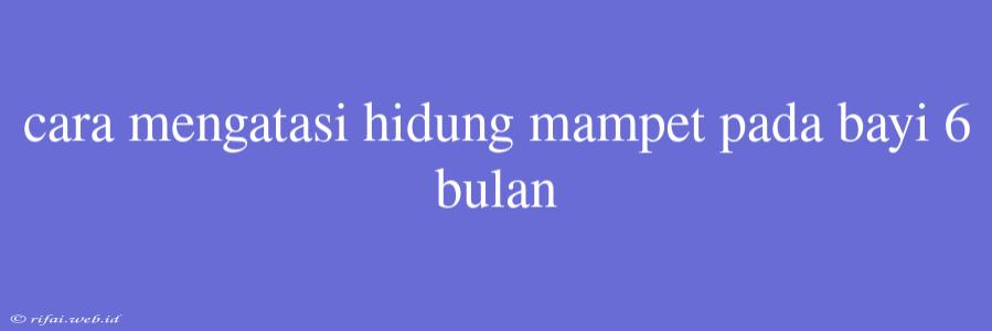 Cara Mengatasi Hidung Mampet Pada Bayi 6 Bulan