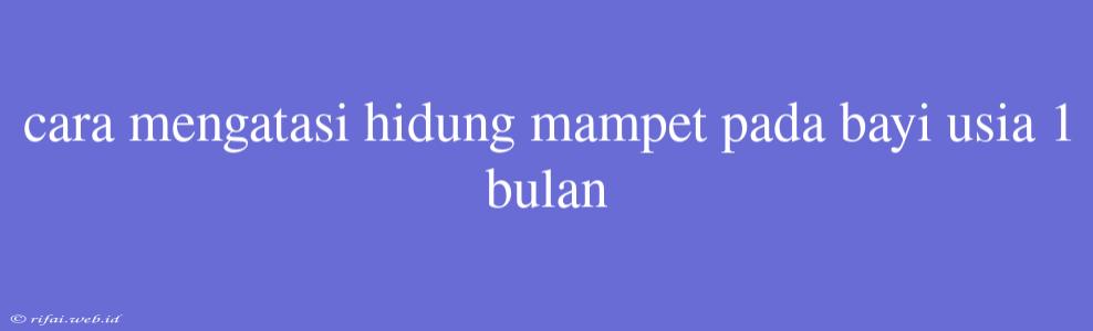 Cara Mengatasi Hidung Mampet Pada Bayi Usia 1 Bulan