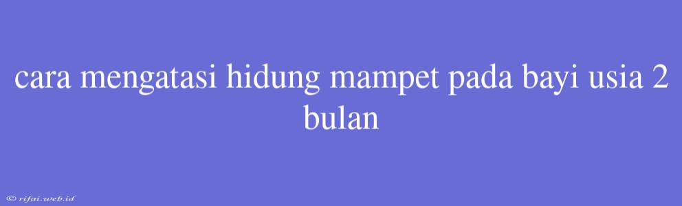 Cara Mengatasi Hidung Mampet Pada Bayi Usia 2 Bulan