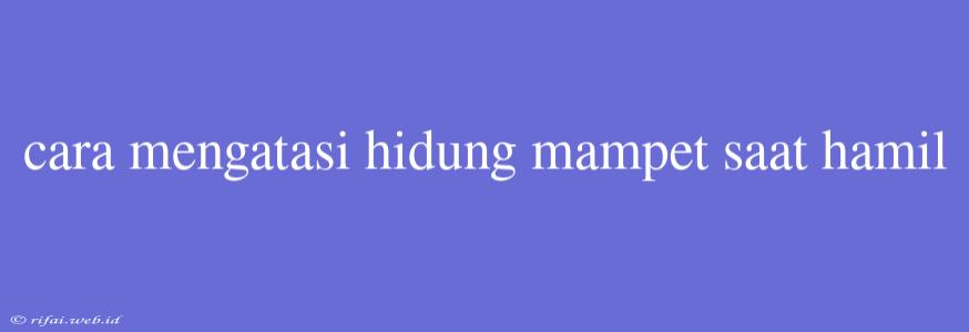 Cara Mengatasi Hidung Mampet Saat Hamil