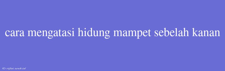 Cara Mengatasi Hidung Mampet Sebelah Kanan