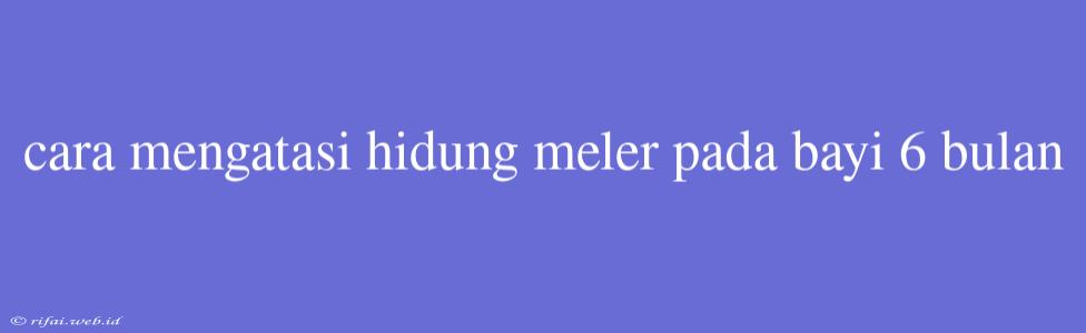 Cara Mengatasi Hidung Meler Pada Bayi 6 Bulan