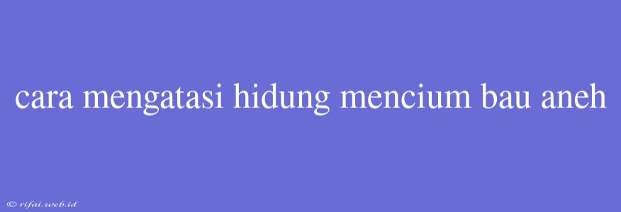 Cara Mengatasi Hidung Mencium Bau Aneh