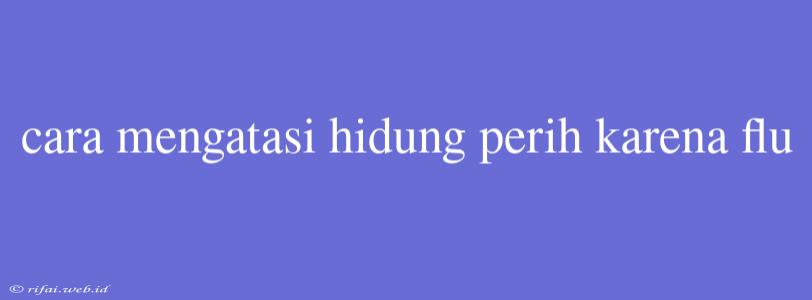 Cara Mengatasi Hidung Perih Karena Flu