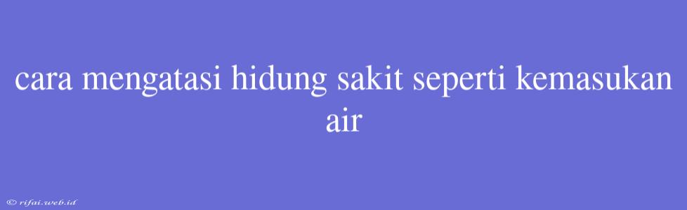 Cara Mengatasi Hidung Sakit Seperti Kemasukan Air