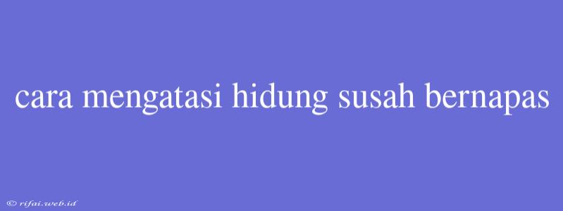 Cara Mengatasi Hidung Susah Bernapas