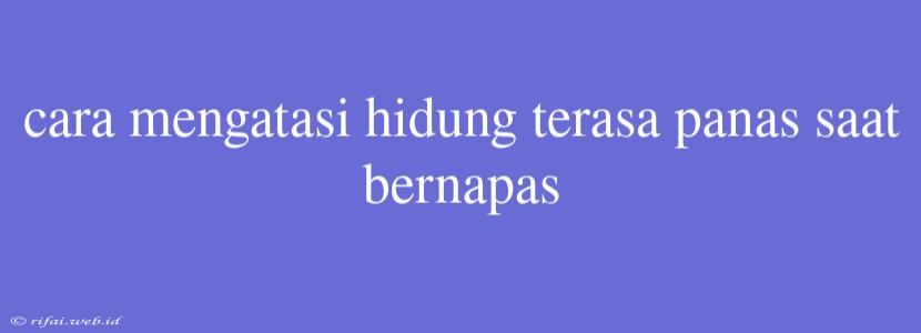 Cara Mengatasi Hidung Terasa Panas Saat Bernapas