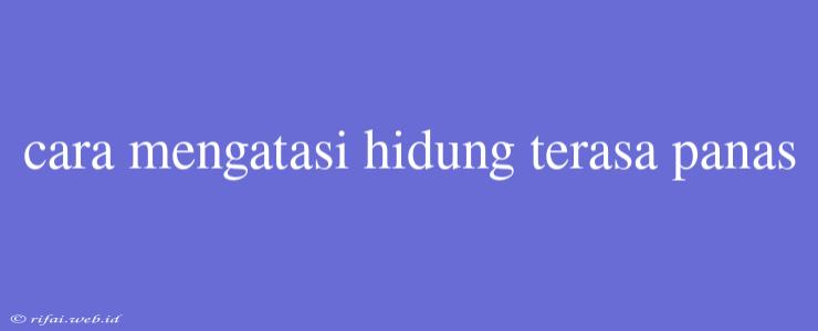 Cara Mengatasi Hidung Terasa Panas