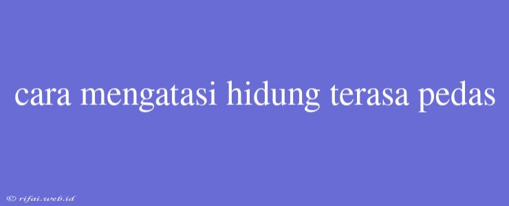 Cara Mengatasi Hidung Terasa Pedas