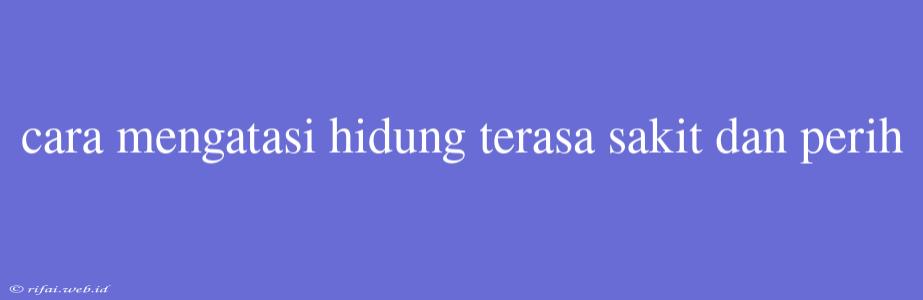 Cara Mengatasi Hidung Terasa Sakit Dan Perih