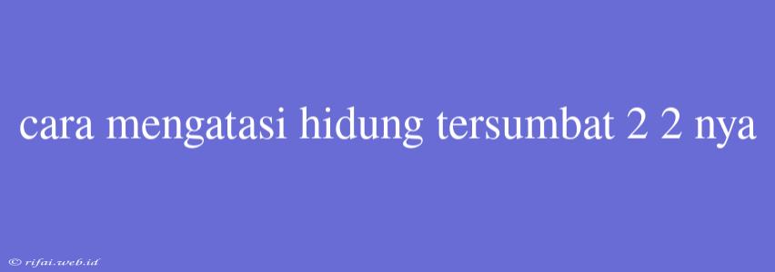 Cara Mengatasi Hidung Tersumbat 2 2 Nya