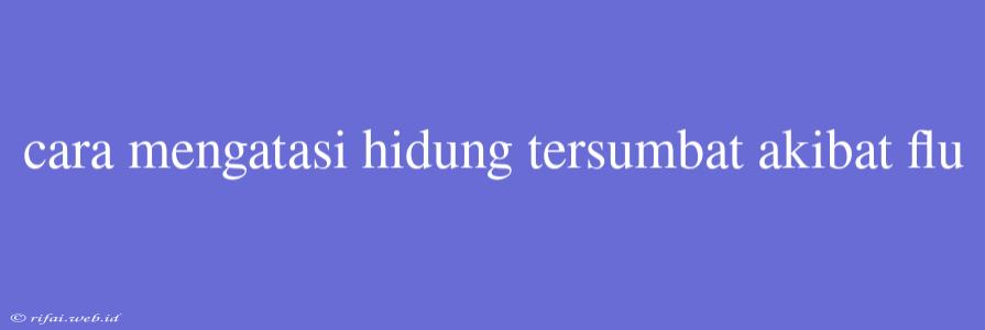 Cara Mengatasi Hidung Tersumbat Akibat Flu