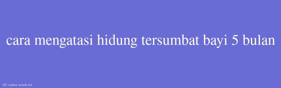 Cara Mengatasi Hidung Tersumbat Bayi 5 Bulan