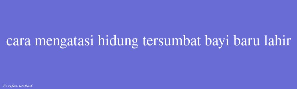 Cara Mengatasi Hidung Tersumbat Bayi Baru Lahir