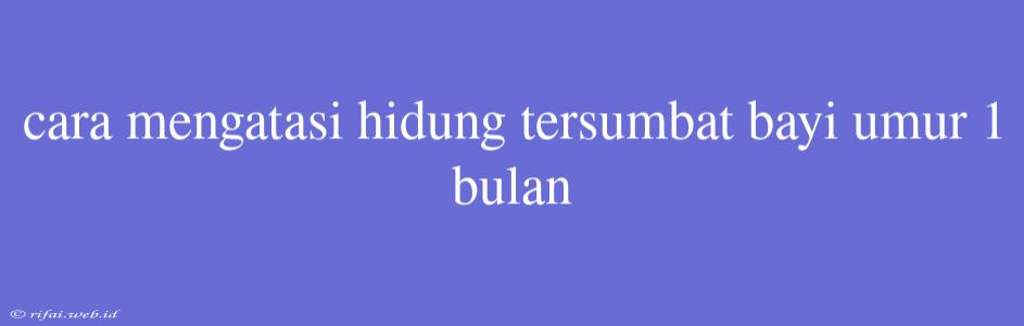 Cara Mengatasi Hidung Tersumbat Bayi Umur 1 Bulan