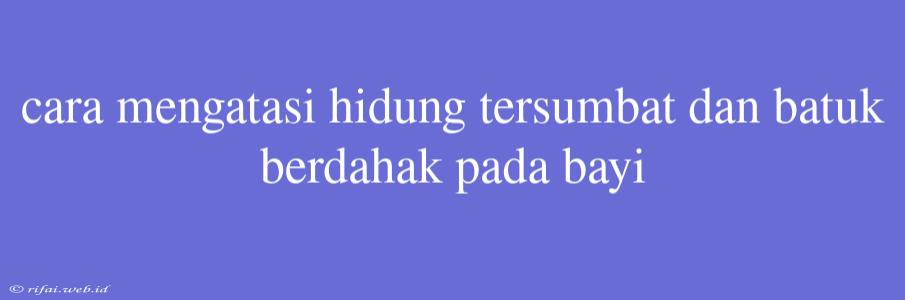 Cara Mengatasi Hidung Tersumbat Dan Batuk Berdahak Pada Bayi