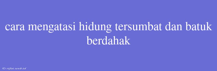 Cara Mengatasi Hidung Tersumbat Dan Batuk Berdahak