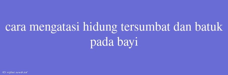 Cara Mengatasi Hidung Tersumbat Dan Batuk Pada Bayi