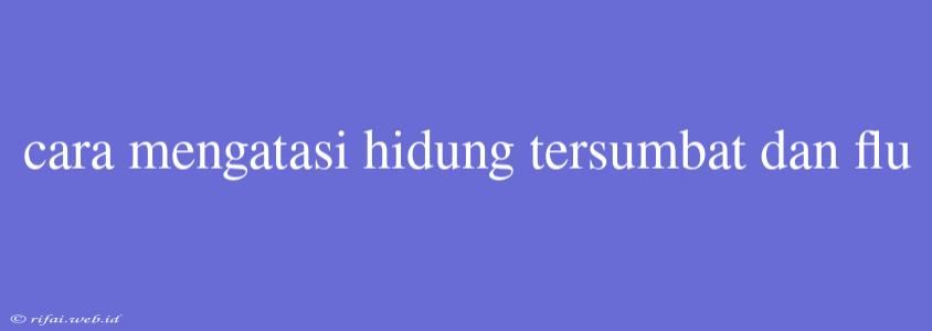 Cara Mengatasi Hidung Tersumbat Dan Flu