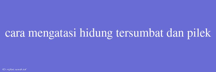 Cara Mengatasi Hidung Tersumbat Dan Pilek