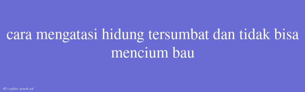 Cara Mengatasi Hidung Tersumbat Dan Tidak Bisa Mencium Bau