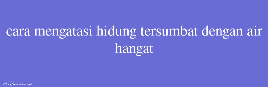 Cara Mengatasi Hidung Tersumbat Dengan Air Hangat