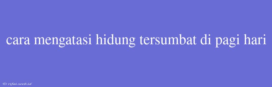 Cara Mengatasi Hidung Tersumbat Di Pagi Hari