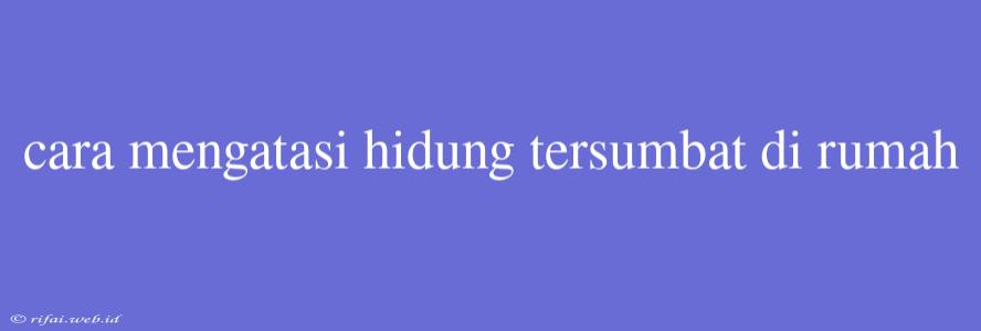 Cara Mengatasi Hidung Tersumbat Di Rumah