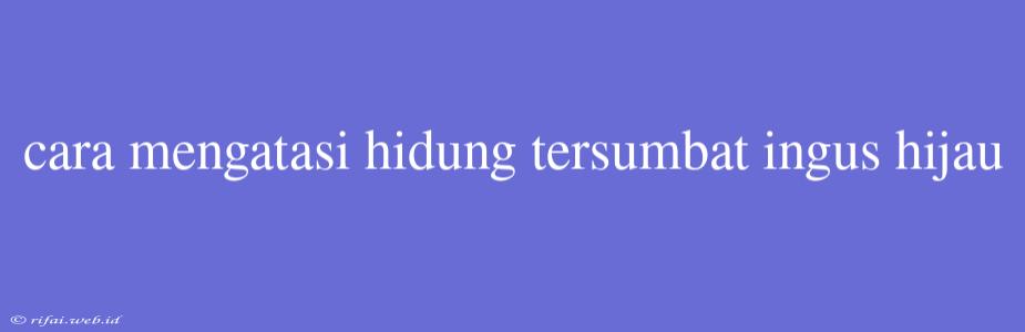 Cara Mengatasi Hidung Tersumbat Ingus Hijau