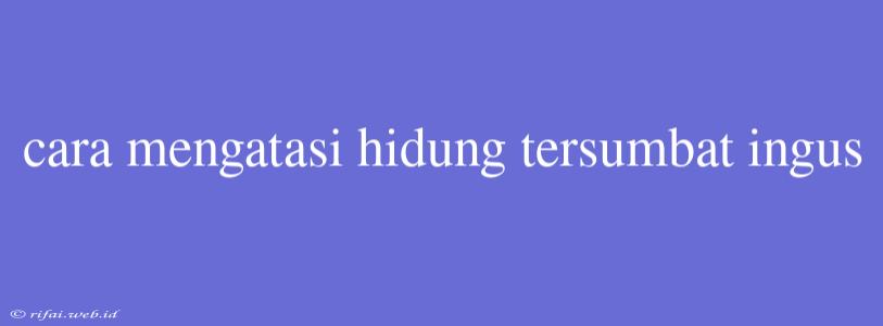 Cara Mengatasi Hidung Tersumbat Ingus