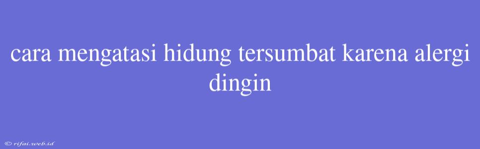 Cara Mengatasi Hidung Tersumbat Karena Alergi Dingin