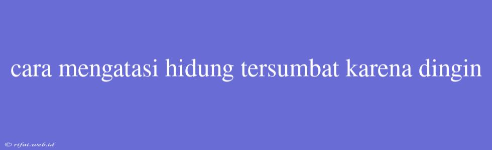 Cara Mengatasi Hidung Tersumbat Karena Dingin