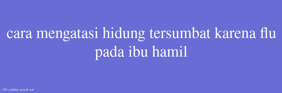 Cara Mengatasi Hidung Tersumbat Karena Flu Pada Ibu Hamil