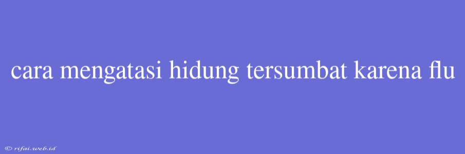 Cara Mengatasi Hidung Tersumbat Karena Flu