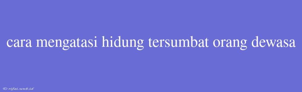 Cara Mengatasi Hidung Tersumbat Orang Dewasa